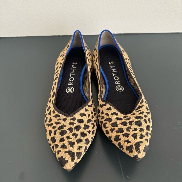 Rothy’s Pointed Toe Leopard Animal Print Ballerina Slip On Comfort Flat Size 10 - Picture 2 of 12
